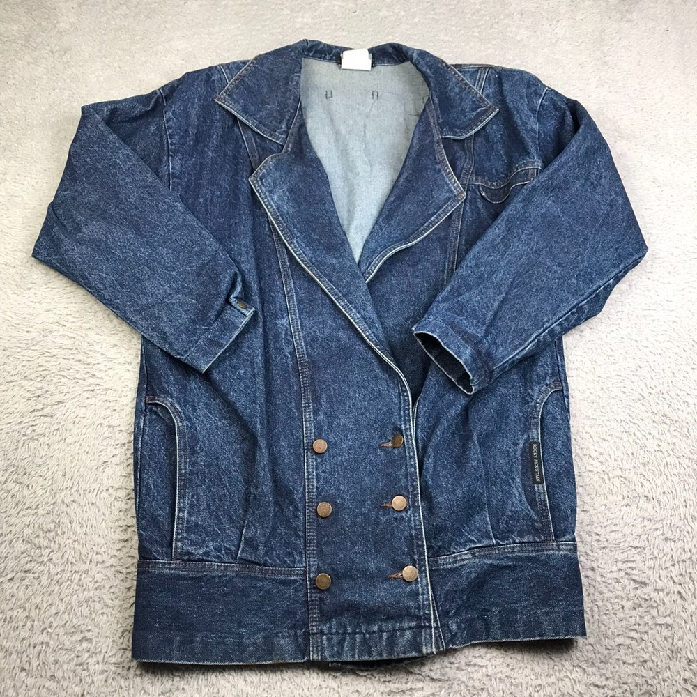Rockies Jacket Womens M Oversized Denim Double Breast‎ Western Blazer Chore Coat